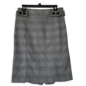 Vintage Apt 9 Plaid knee length pencil skirt Y2K back ruffle office siren gray 8